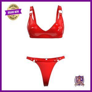Sexy Leather Lingerie Set with Adjustable Bra and High-Elastic Shorts